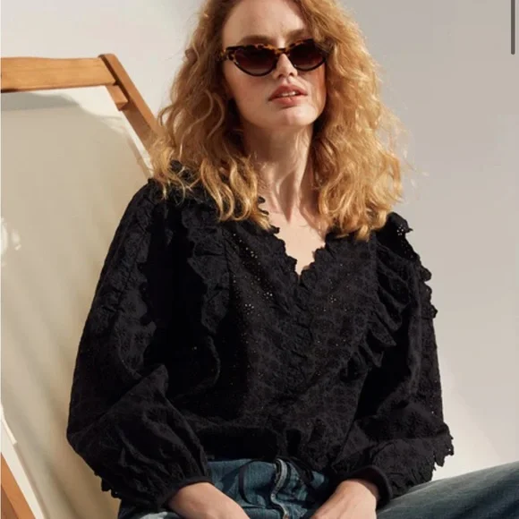 Unsubscribed Eyelet Long Sleeve Blouse - Picture 2 of 4